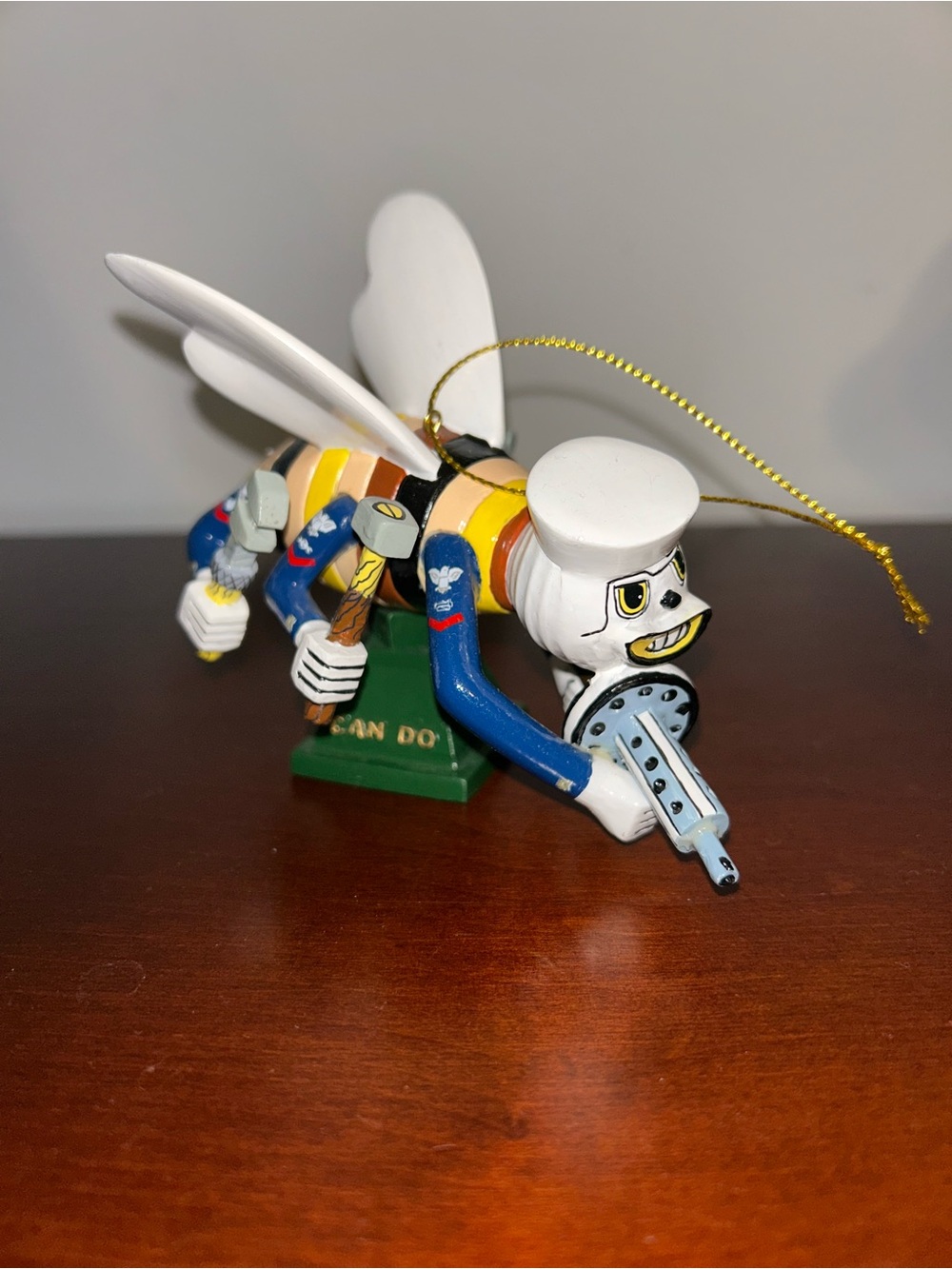 US NAVY SEABEE ORNAMENT AND STAND